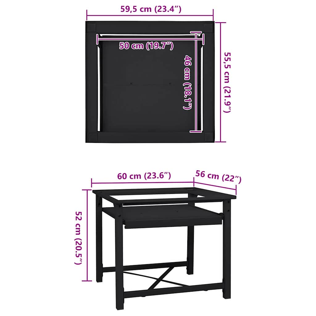 Suport pentru mașina de spălat Negru 64 x 55 x 32.5 cm Oțel GartenMobel Dekor