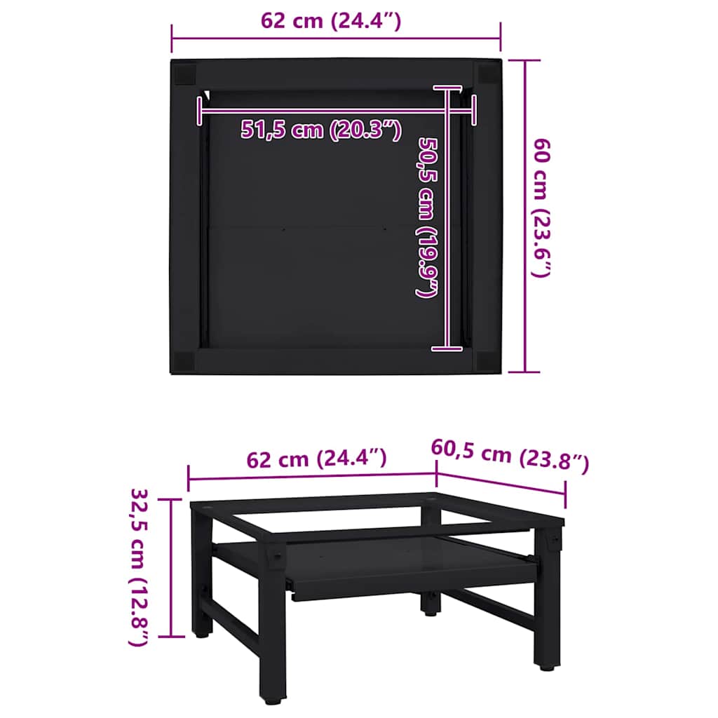 Suport pentru mașina de spălat Negru 64 x 55 x 32.5 cm Oțel GartenMobel Dekor