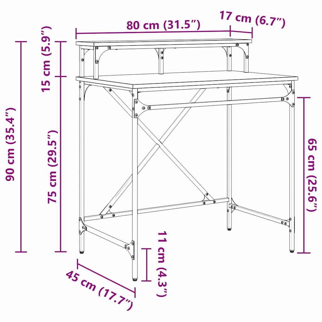Birou Lemn Vechi 80 x 50 x 90 cm Lemn compozit GartenMobel Dekor