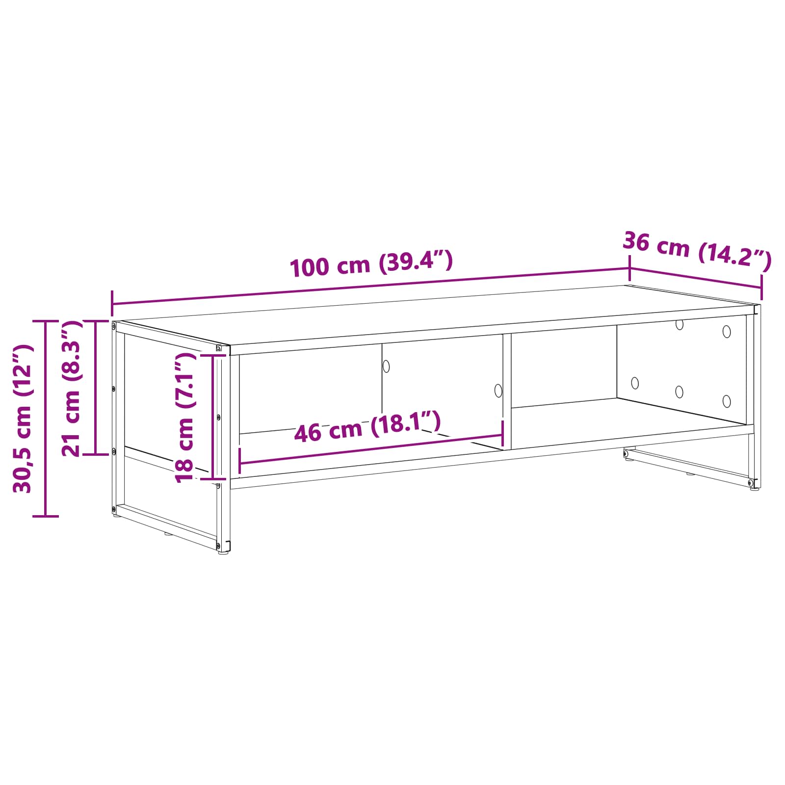 Cabinet TV Sonoma 100 x 36.5 x 30.5 cm Lemn compozit GartenMobel Dekor