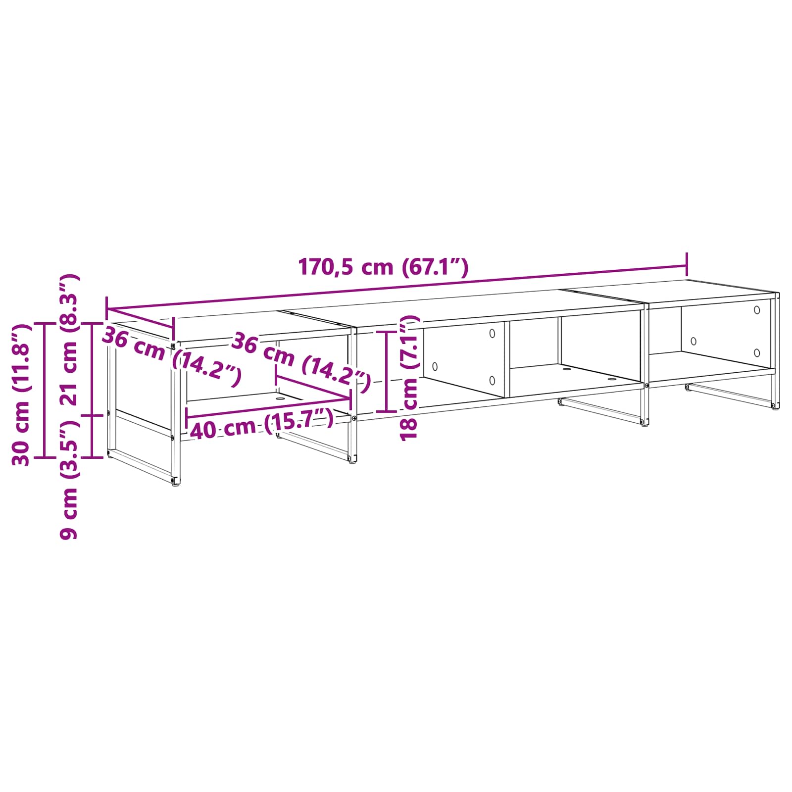 Cabinet TV Sonoma 170.5 x 36 x 30.5 cm Lemn compozit GartenMobel Dekor