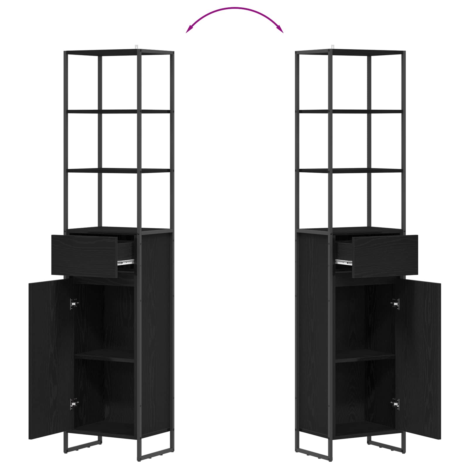 Dulap de Baie Stejar Negru 40 x 30 x 180 cm Lemn compozit GartenMobel Dekor