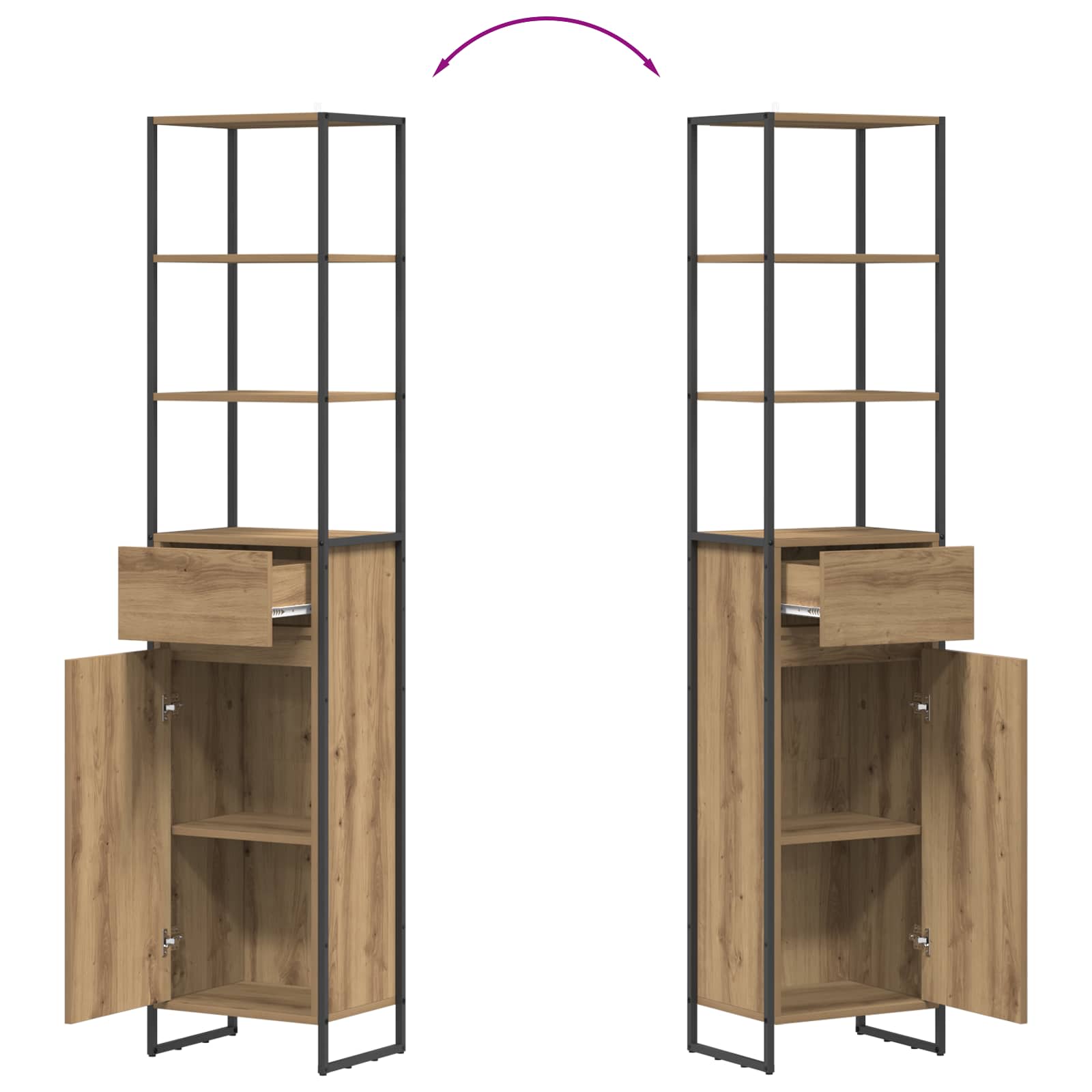 Dulap de Baie Stejar artizanal 40 x 30 x 180 cm Lemn compozit GartenMobel Dekor