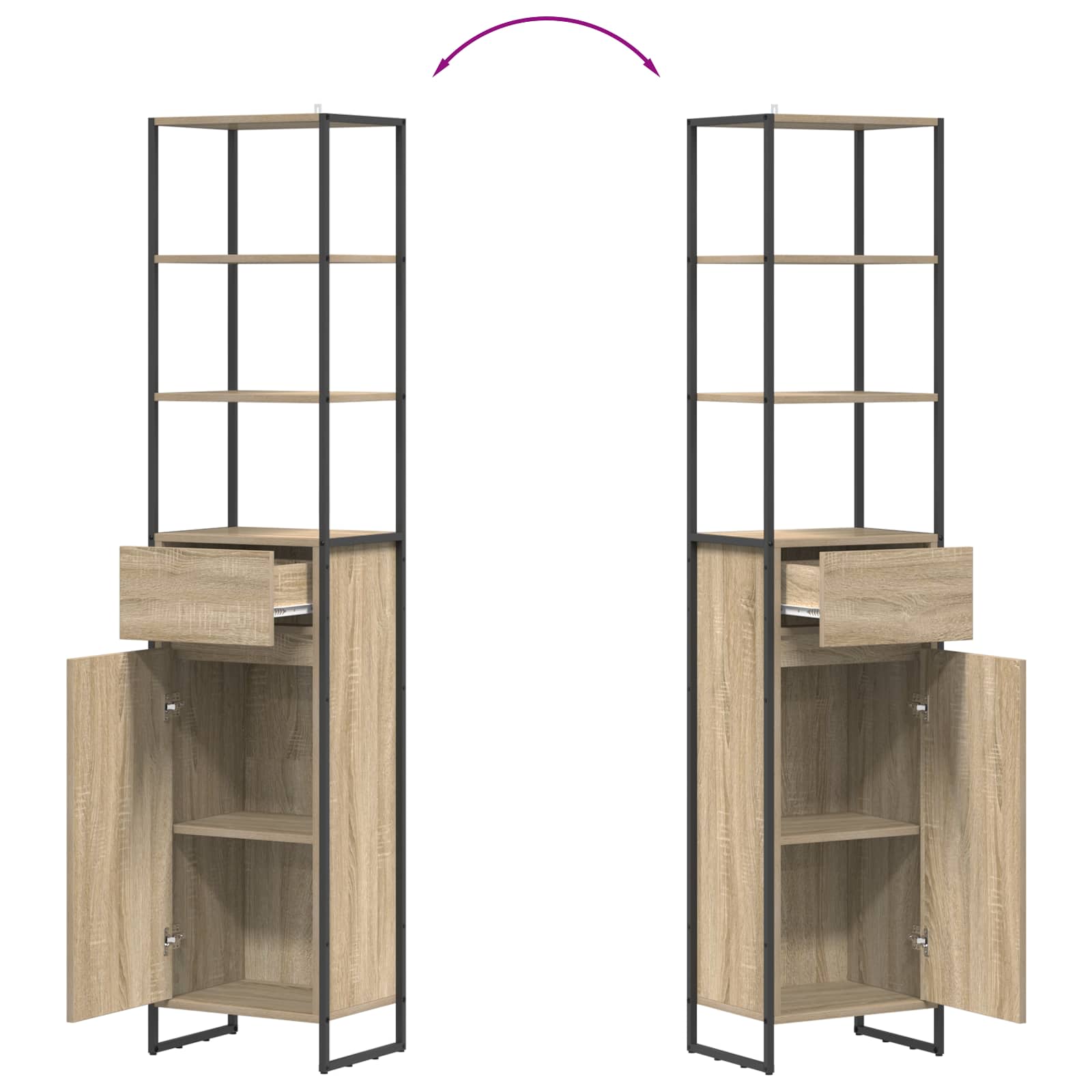 Dulap de Baie cu sertar Sonoma 40 x 30 x 180 cm Lemn compozit GartenMobel Dekor