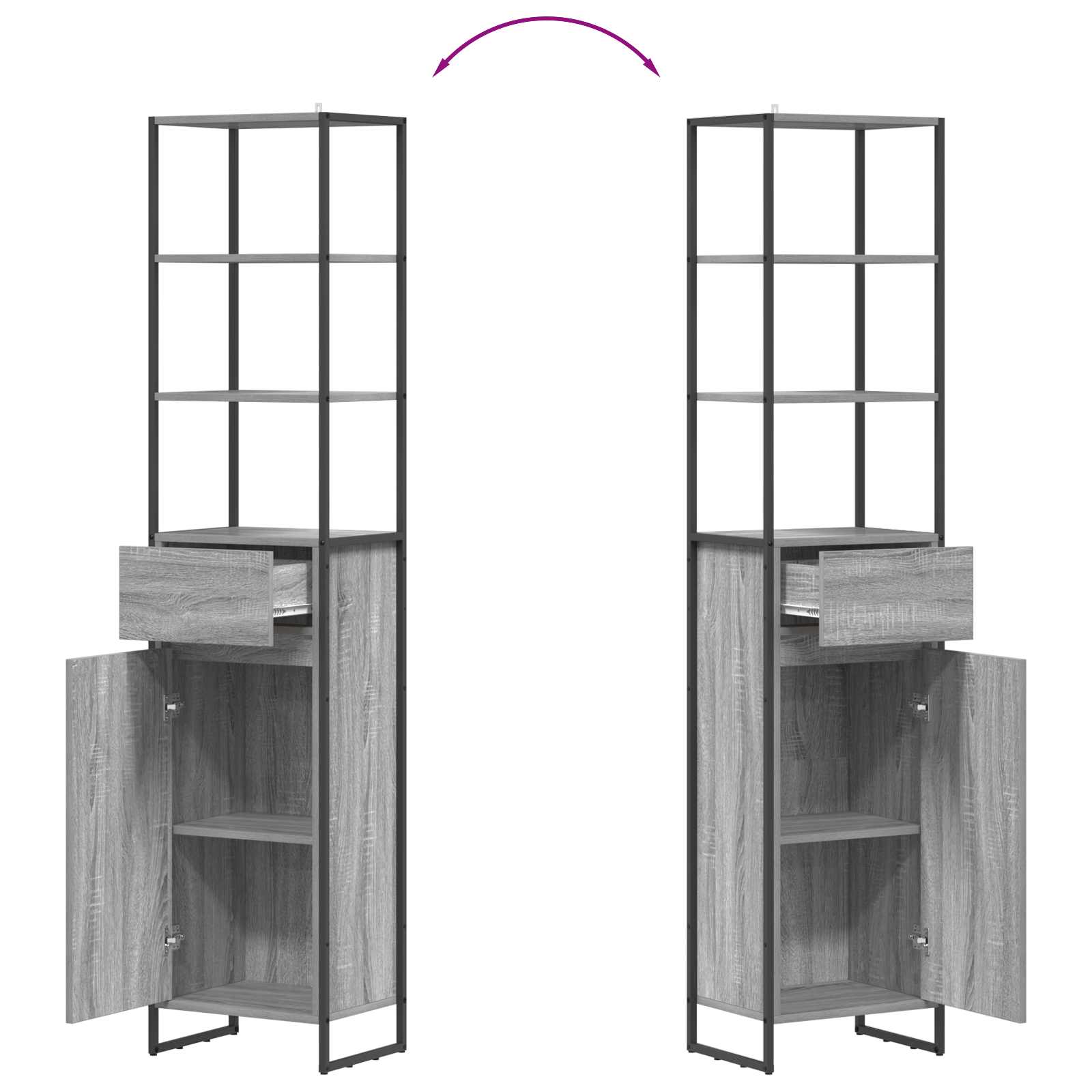 Dulap de Baie cu ușă Gri Sonoma 40 x 30 x 180 cm Lemn compozit GartenMobel Dekor