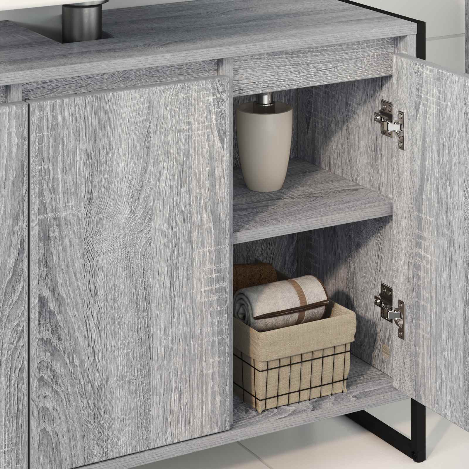 Dulap de Baie cu ușă Gri Sonoma 90 x 30 x 60 cm Lemn compozit GartenMobel Dekor