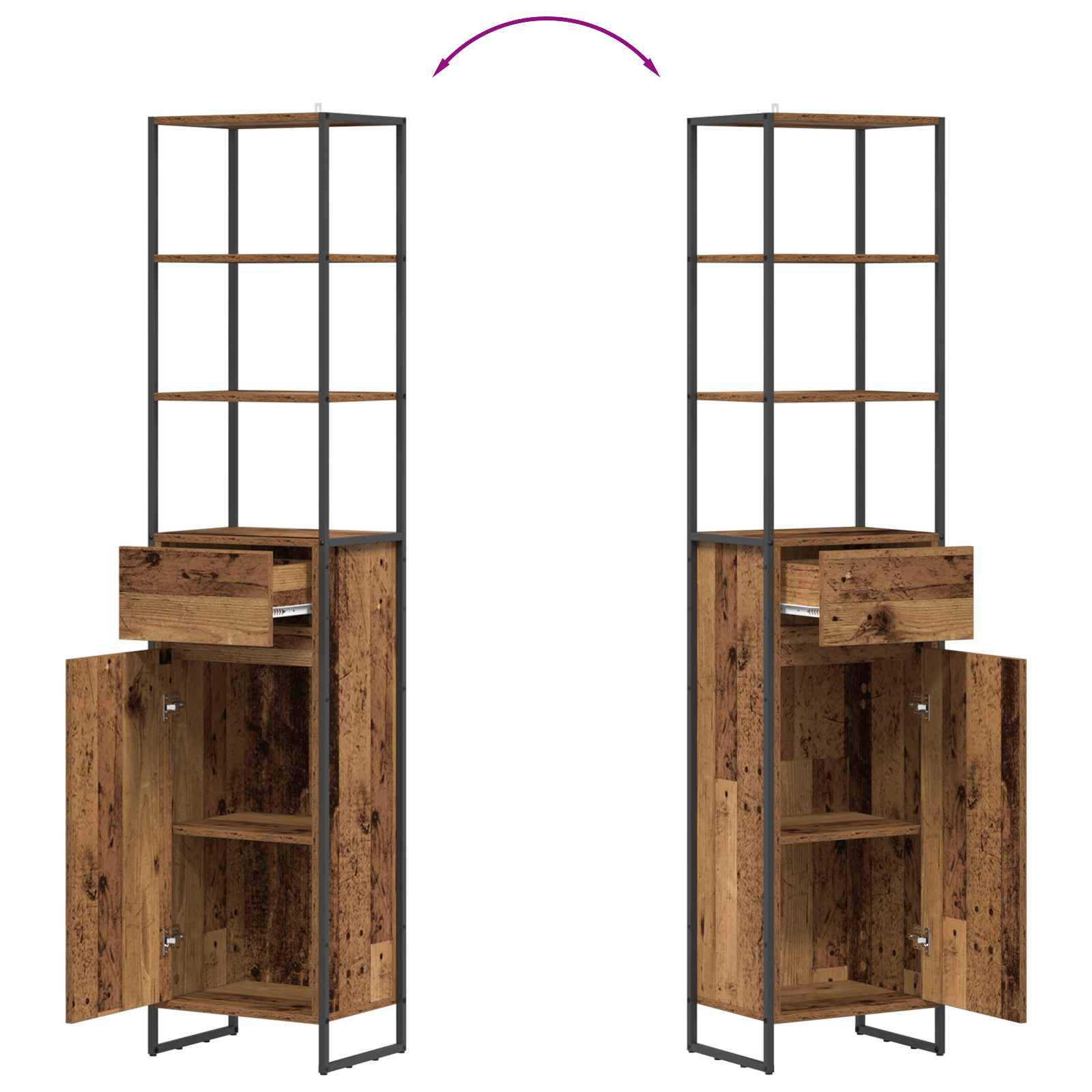 Dulap de Baie cu ușă Lemn Vechi 40 x 30 x 180 cm Lemn compozit GartenMobel Dekor