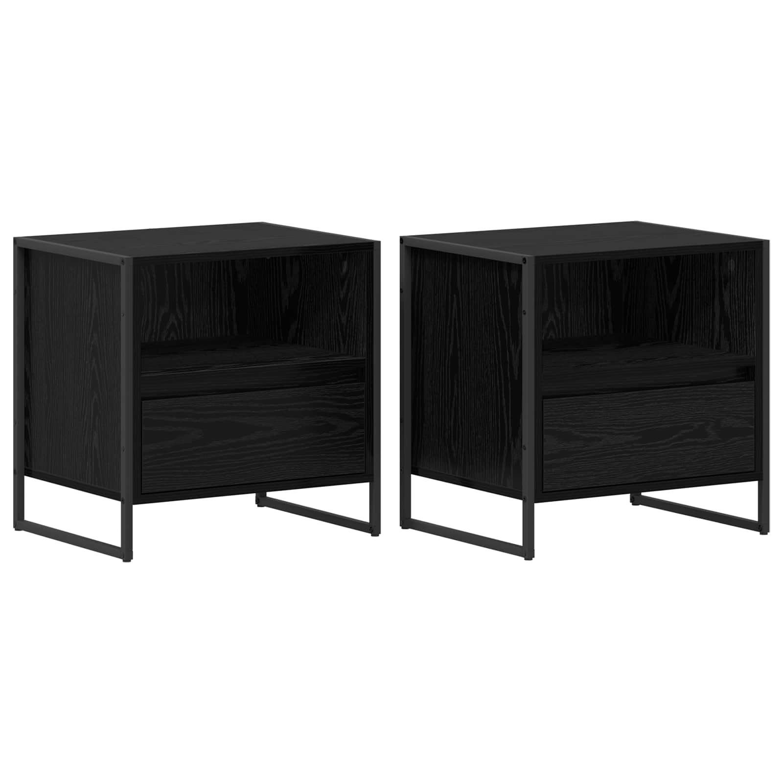 Noptieră 2 pcs Stejar Negru 50 x 39,5 x 50 cm Lemn compozit GartenMobel Dekor