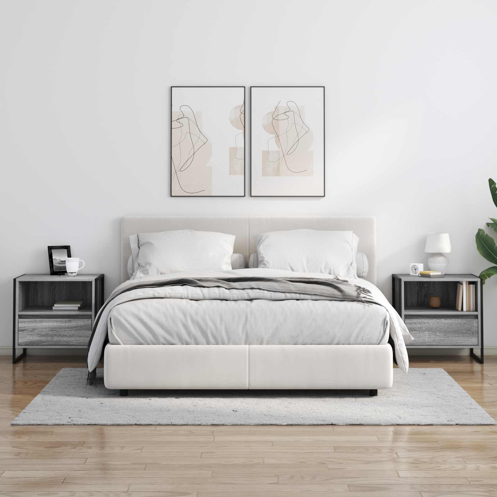 Noptieră cu sertar Gri Sonoma 50 x 39,5 x 50 cm Lemn compozit GartenMobel Dekor