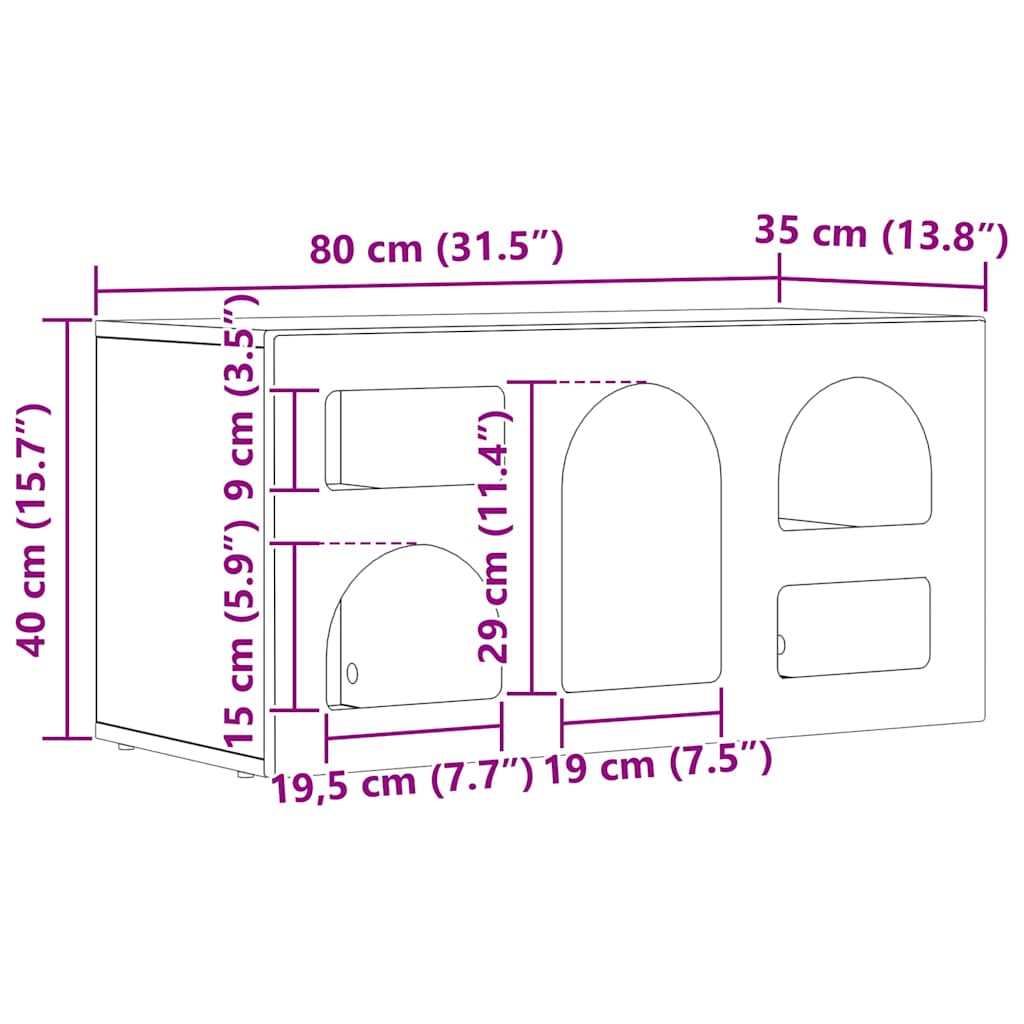 Cabinet TV Stejar Artizanal 80 x 35 x 40 cm Lemn compozit GartenMobel Dekor