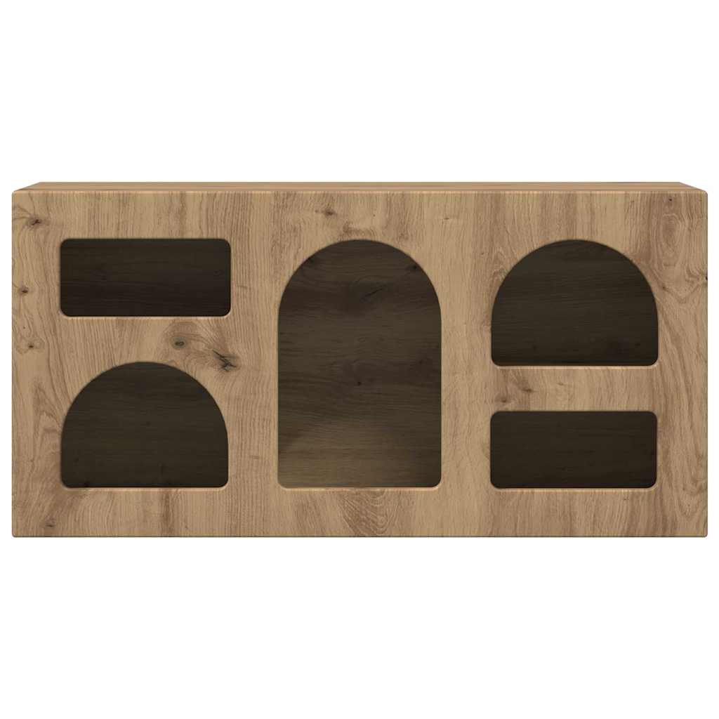 Cabinet TV Stejar Artizanal 80 x 35 x 40 cm Lemn compozit GartenMobel Dekor