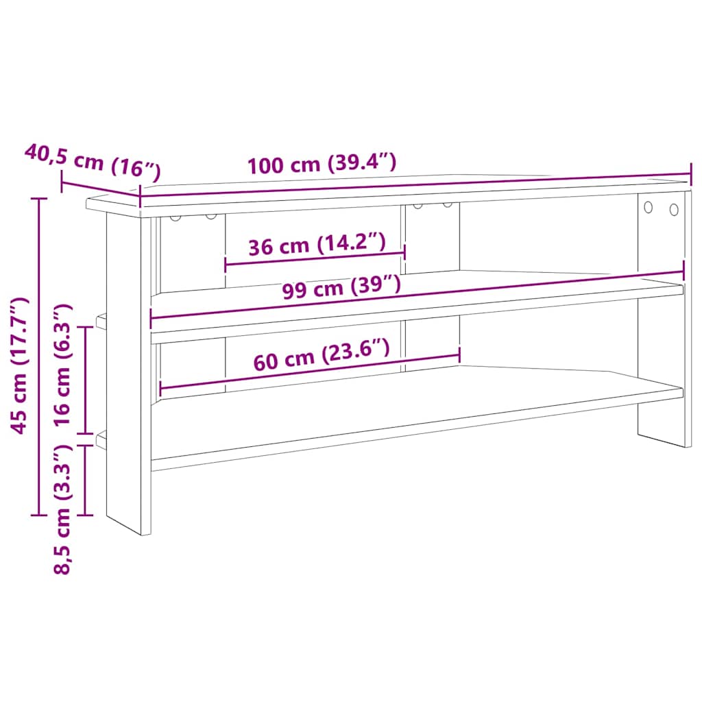 DulapdecolțpentruTV Stejar Artizanal 102x40,5x45cm GartenMobel Dekor