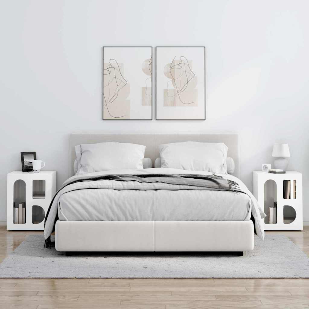 Noptieră 2 pcs Alb lucios 40 x 35 x 50 cm Lemn compozit GartenMobel Dekor