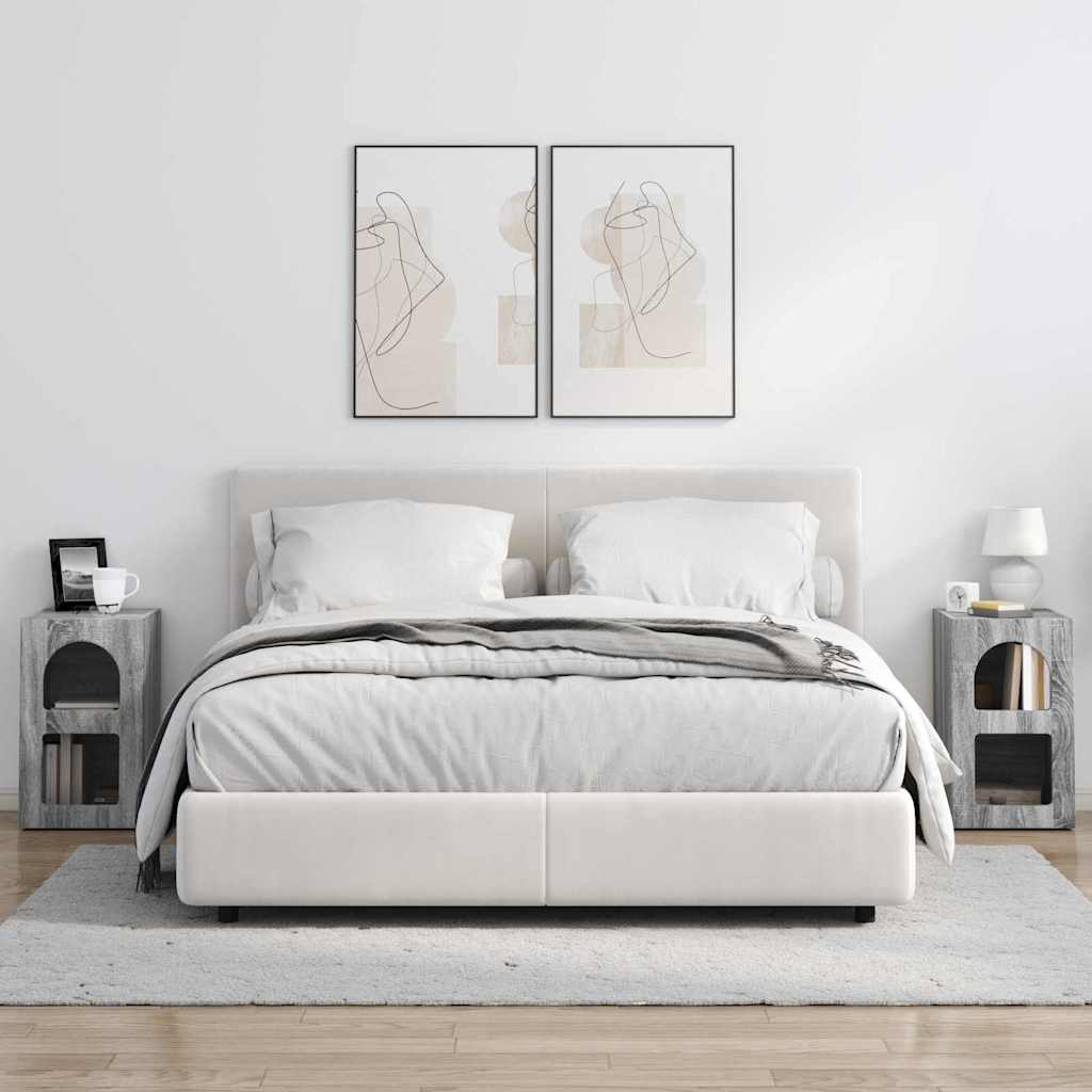 Noptieră 2 pcs Gri Sonoma 29.5 x 35 x 50 cm Lemn compozit GartenMobel Dekor