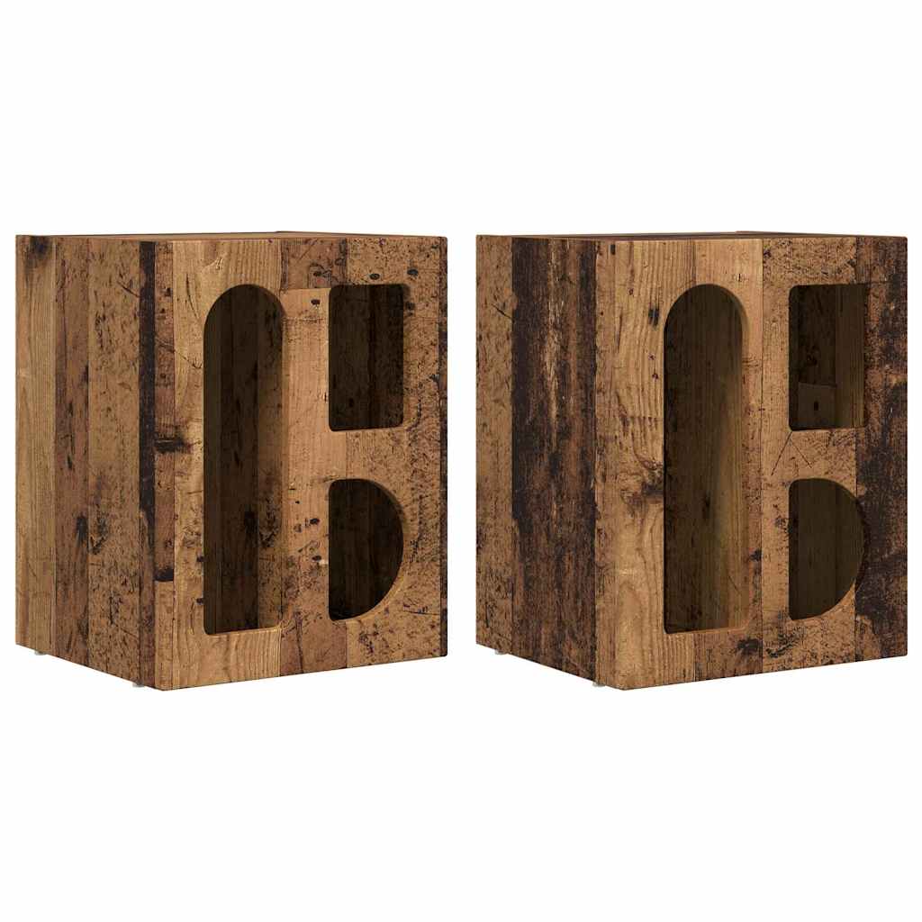 Noptieră 2 pcs Lemn vechi 40 x 35 x 50 cm Lemn compozit GartenMobel Dekor
