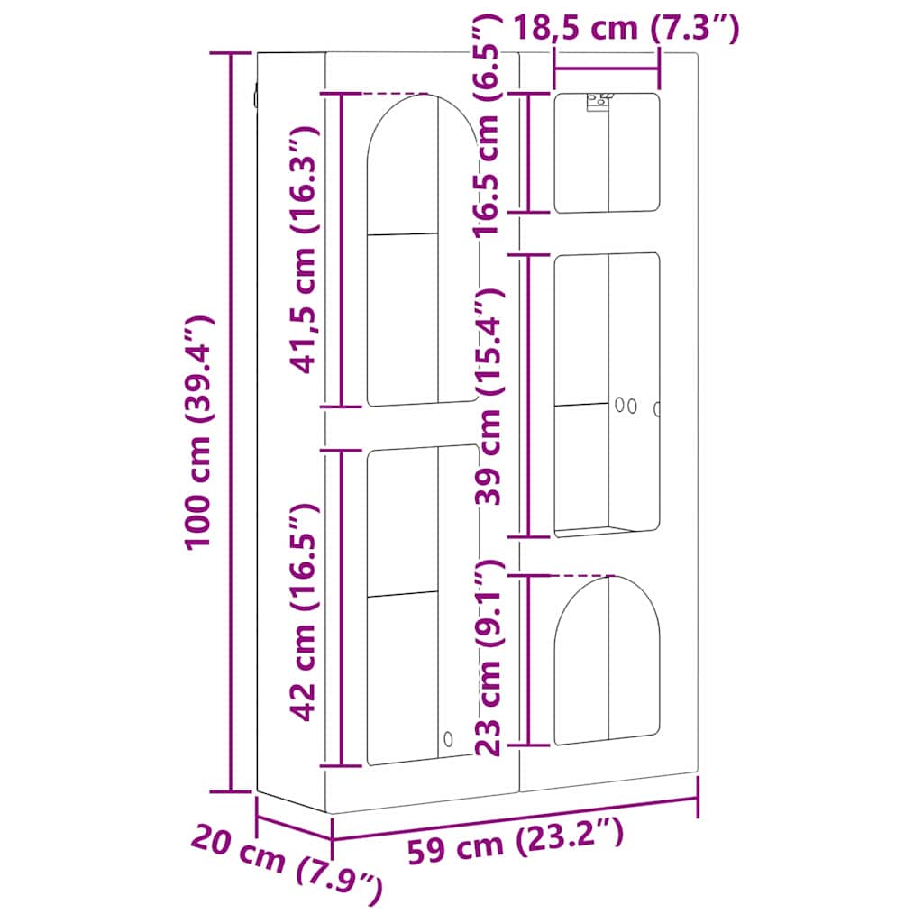 Dulap suspendat Gri Sonoma 59 x 20 x 100 cm Lemn compozit GartenMobel Dekor