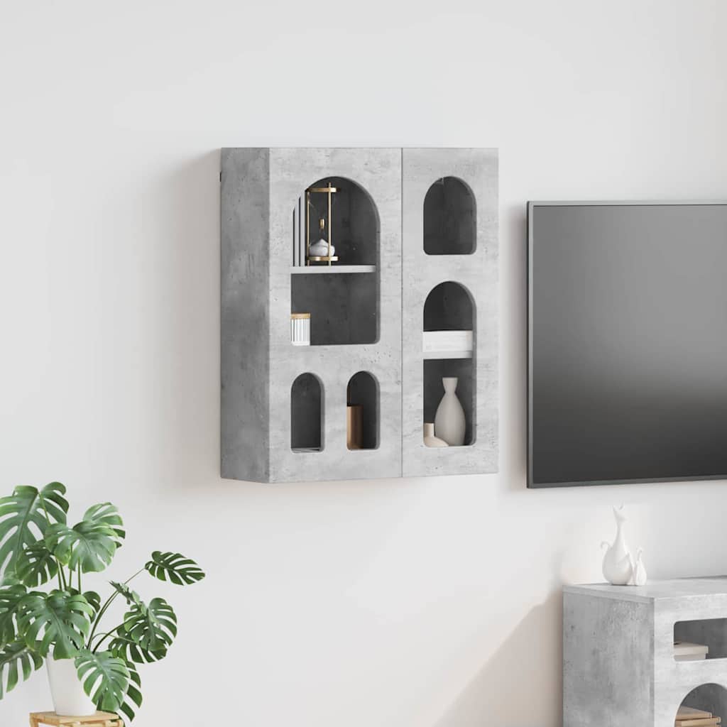 Dulap suspendat Gri din beton 59 x 20 x 71.5 cm Lemn compozit GartenMobel Dekor