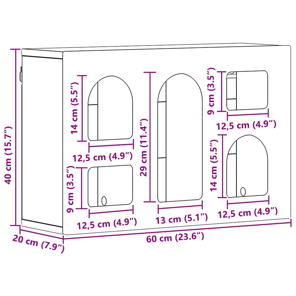 Dulap suspendat Gri din beton 60 x 20 x 40 cm Lemn compozit GartenMobel Dekor
