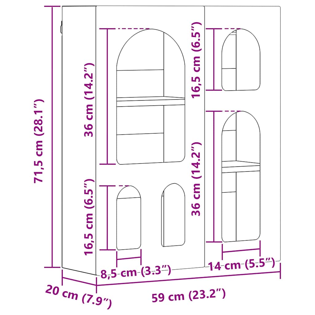 Dulap suspendat Stejar Sonoma 59 x 20 x 71.5 cm Lemn compozit GartenMobel Dekor