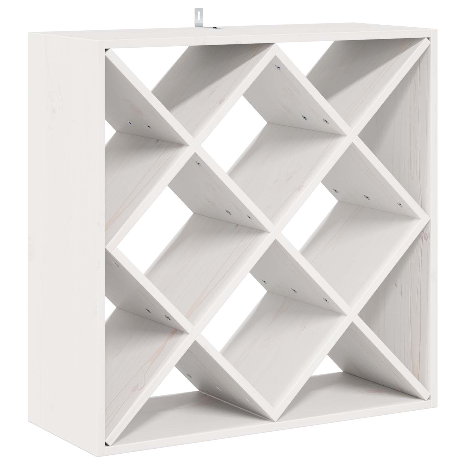 Raft pentru vin 2 pcs Alb 62 x 25 x 62 cm Lemn de pin masiv GartenMobel Dekor