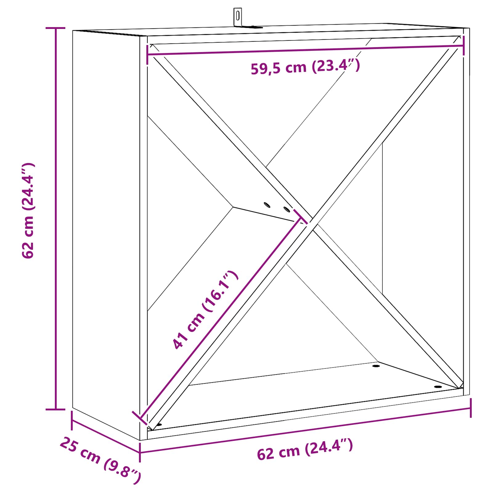 Raft pentru vin 4 pcs Alb 62 x 25 x 62 cm Lemn de pin masiv GartenMobel Dekor