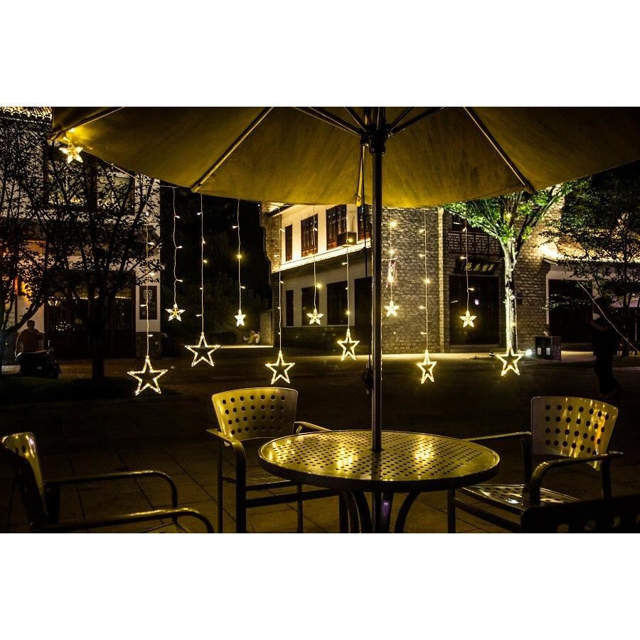 Instalatie luminoasa tip perdea, model stea mare, alb cald, 8 moduri iluminare, interior-exterior, IP44, 138 LED, 2.5 m GartenVIP DiyLine