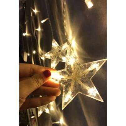 Instalatie luminoasa tip perdea, model stea si luna, alb rece, 8 moduri iluminare, interior-exterior, IP44, 138 LED, 2.5 m GartenVIP DiyLine