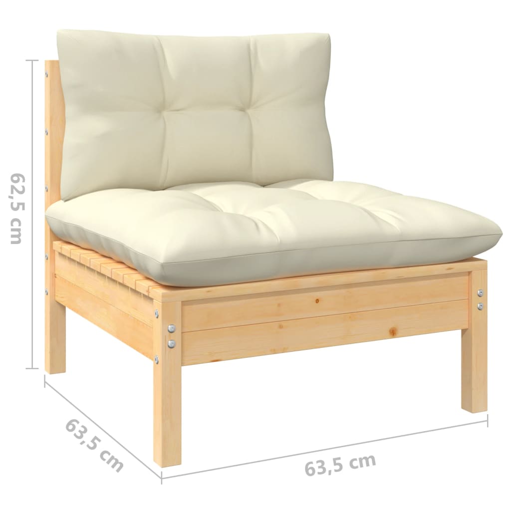 Set mobilier grădină cu perne crem, 6 piese, lemn de pin GartenMobel Dekor