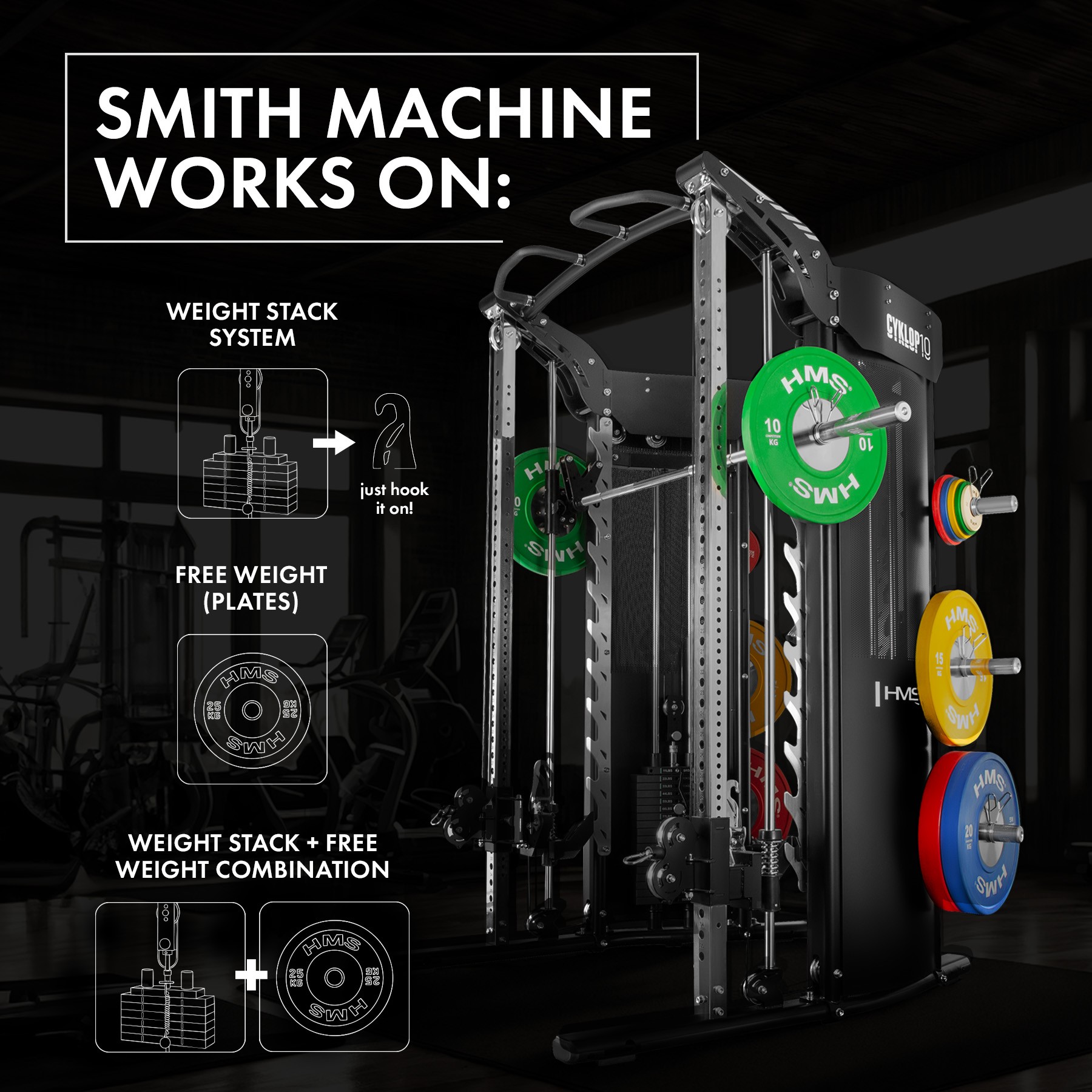 Aparat multifunctional Smith HMS CYKLOP 10 FitLine Training