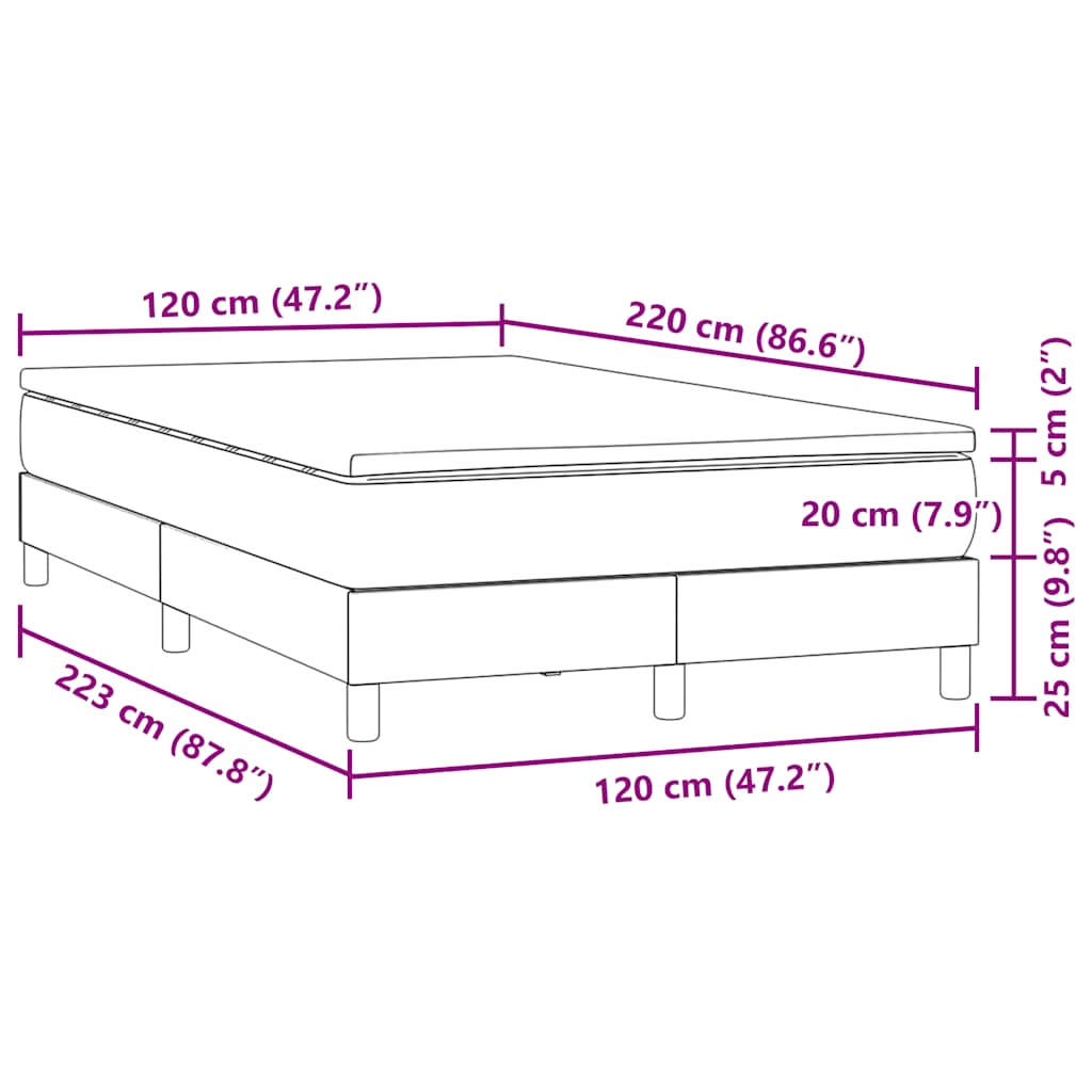 Pat box spring cu saltea, roz, 120x220 cm, catifea GartenMobel Dekor