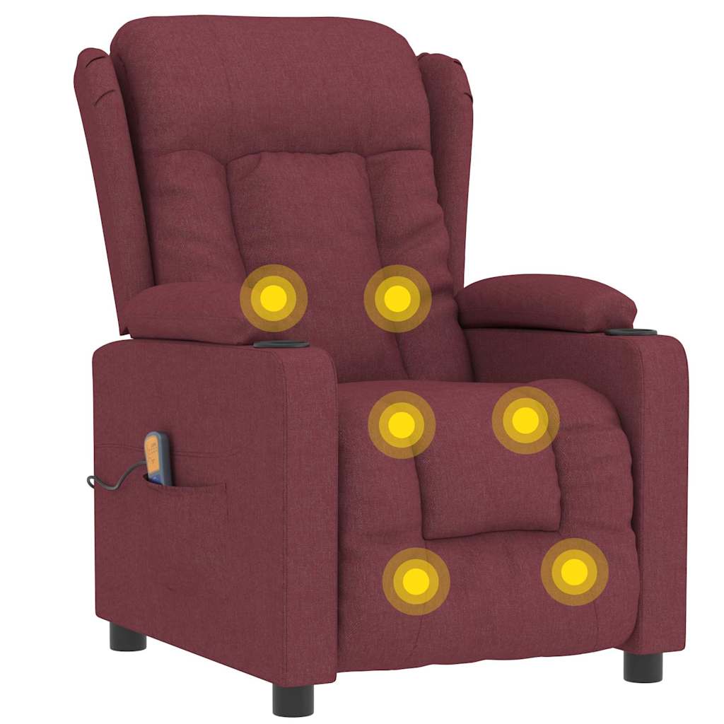 Fotoliu de masaj, roșu vin, material textil GartenMobel Dekor