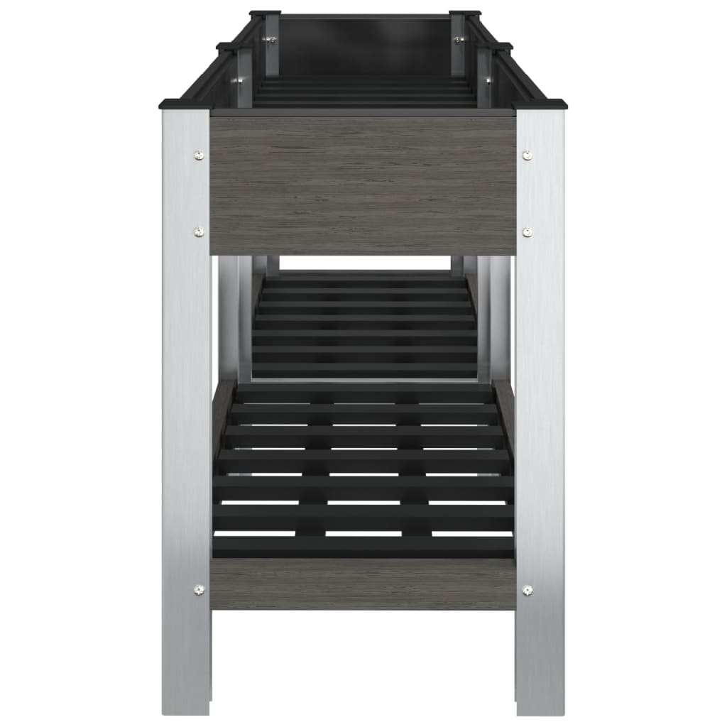 Strat înălțat de grădină cu raft, gri, 175x50x75 cm, WPC GartenMobel Dekor