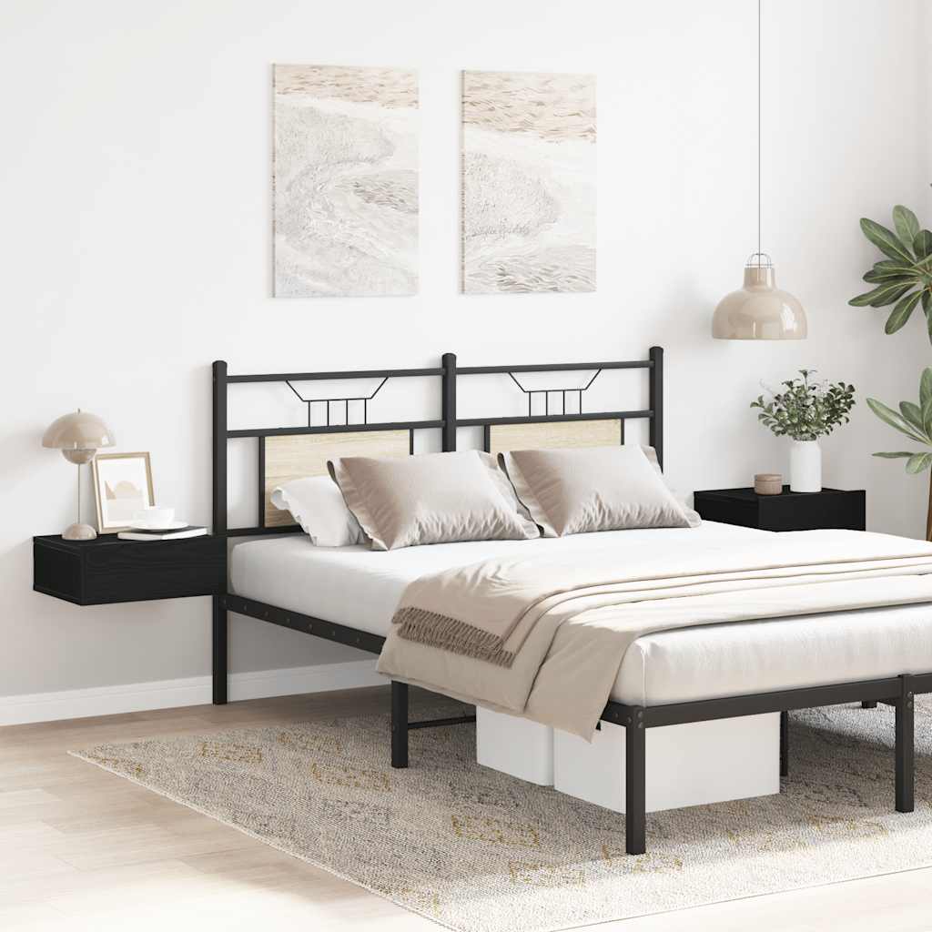 Noptiere plutitoare 2 buc. stejar negru 40x32x15 cm lemn stratificat GartenMobel Dekor