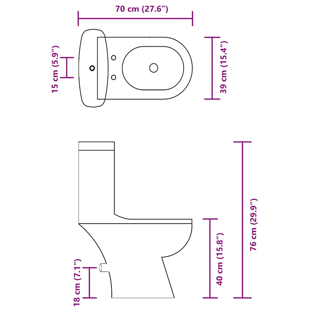 Vas WC cu rezervor, negru GartenMobel Dekor