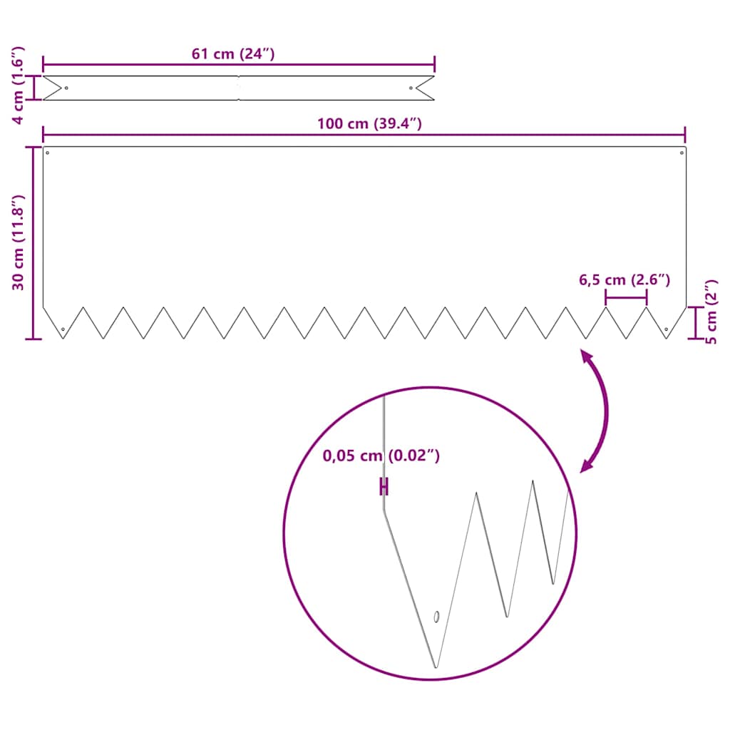 Margine pentru gazon 30 pcs Maro 100 x 0.05 x 20 cm GartenMobel Dekor