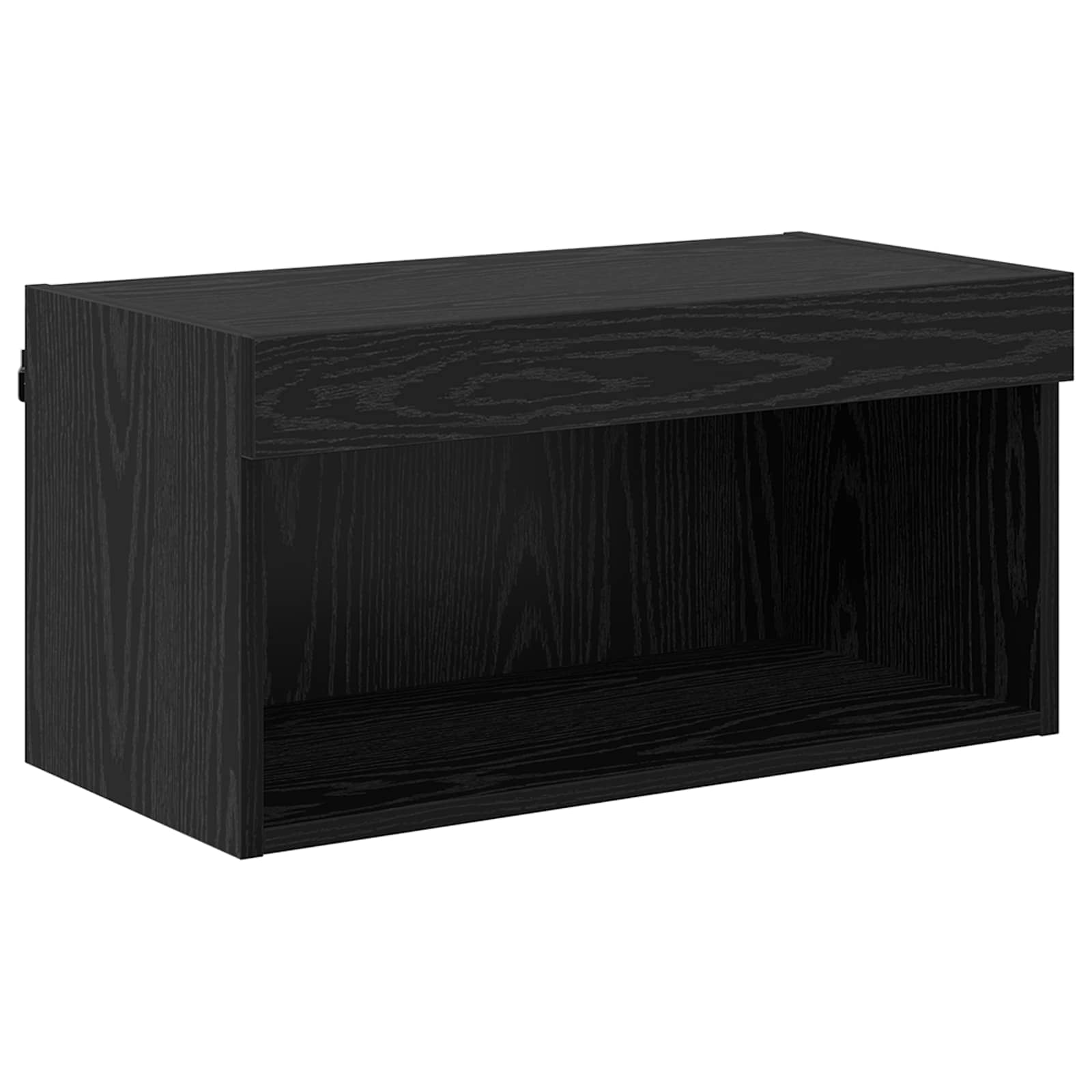 Cabinet TV cu lumini cu bandă LED 8 pcs Stejar Negru Sticlă GartenMobel Dekor
