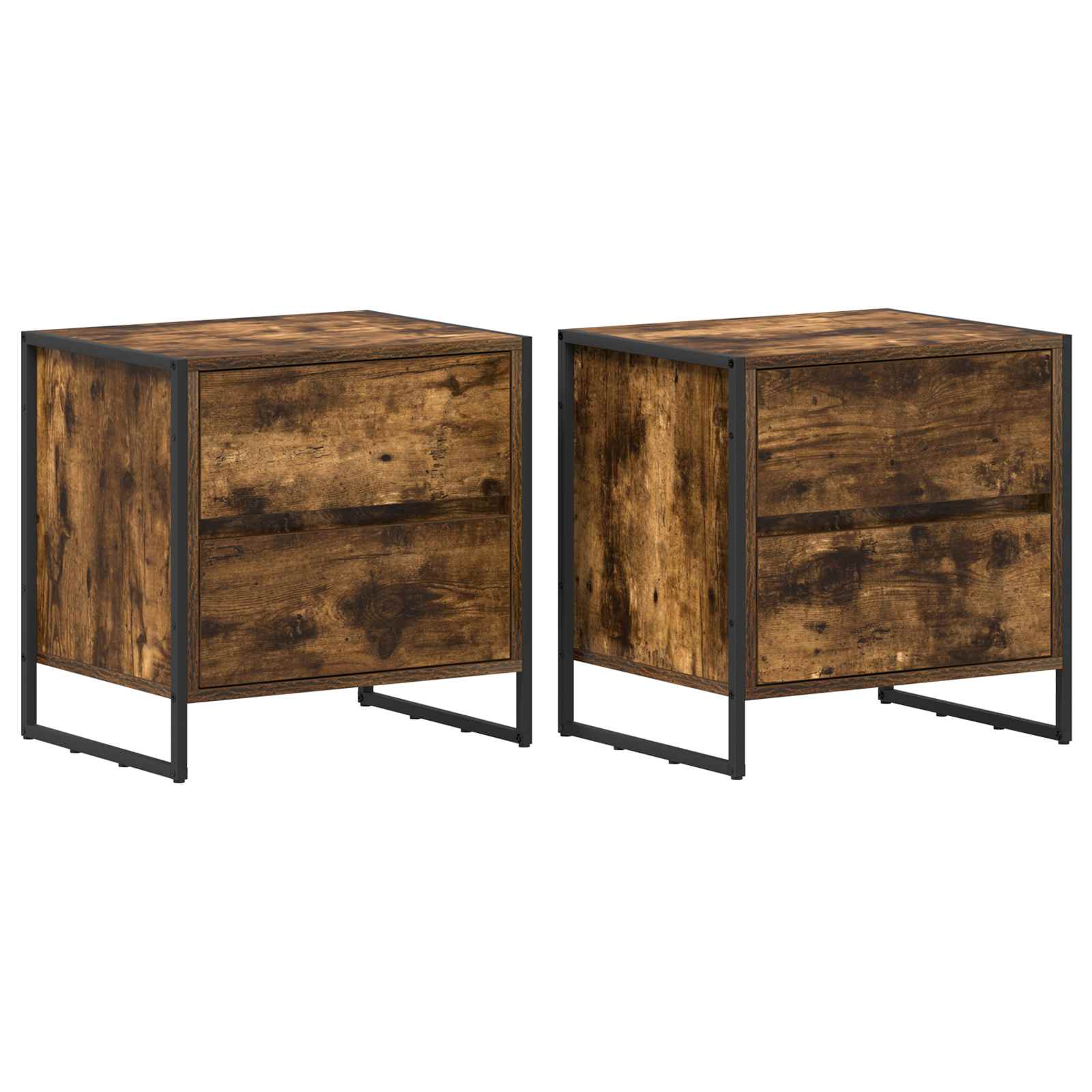 Noptieră 2 pcs Stejar fumuriu 50 x 39.5 x 50 cm Lemn compozit GartenMobel Dekor