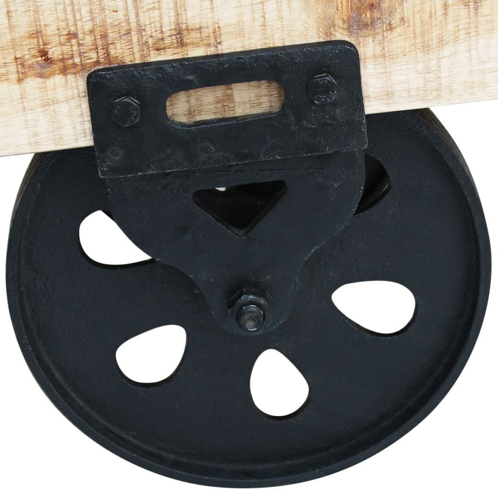 Masă de cafea cu roți din lemn de mango brut GartenMobel Dekor