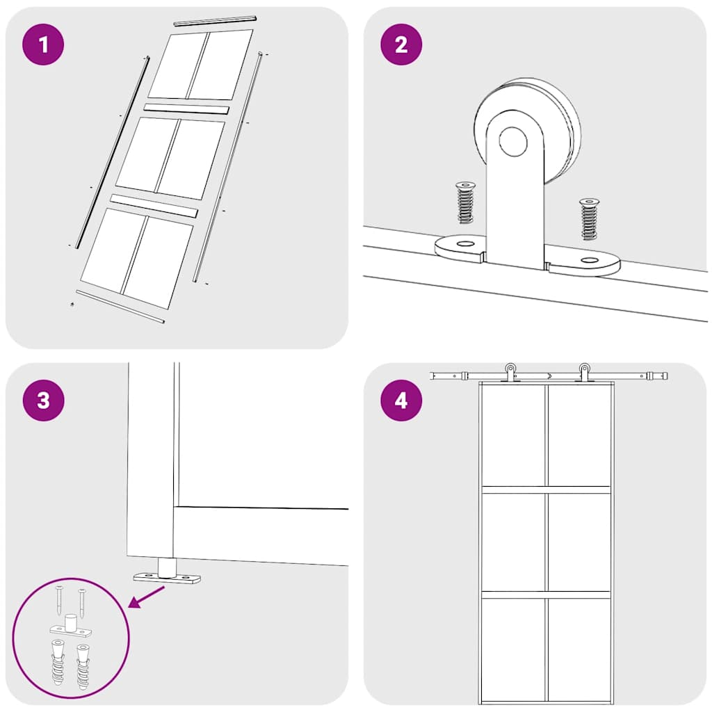 Ușă glisantă, alb, 90x205 cm, sticlă securizată/aluminiu GartenMobel Dekor