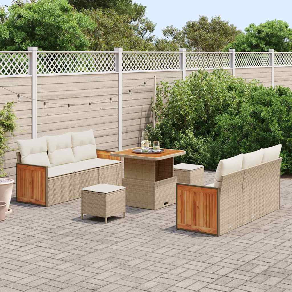 Set de canapele pentru grădină cu pernă 9 pcs bej și crem GartenMobel Dekor
