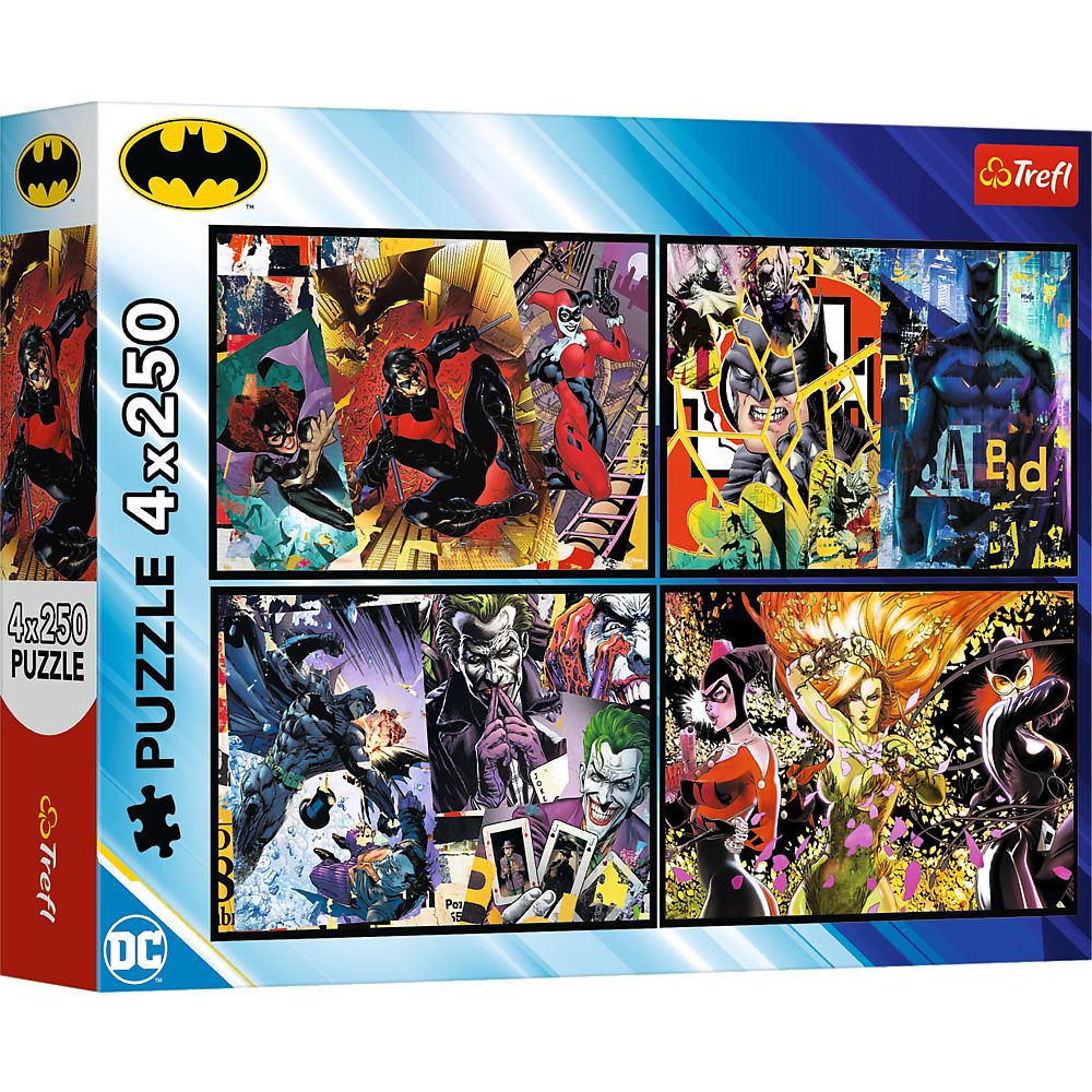 PUZZLE TREFL 4X250 BATMAN DC BATMAN IN ACTIUNE SuperHeroes ToysZone