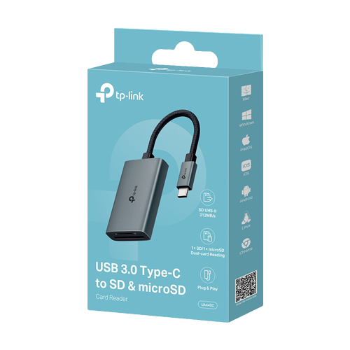 Cititor carduri UA440C, USB 3.0 Type-C la SD/microSD, UHS-II - TP-Link UA440C SafetyGuard Surveillance