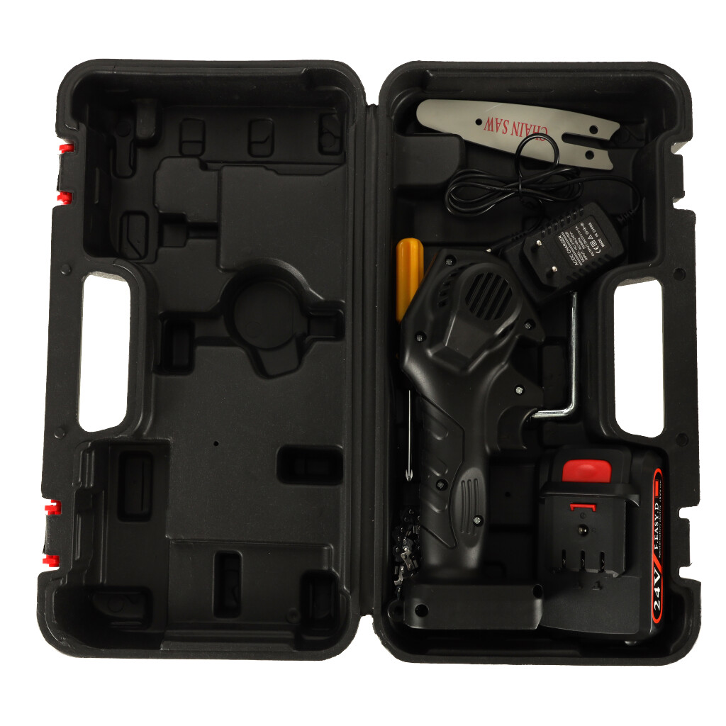 Mini ferastrau electric cu lant, baterie de 24V si valiza de transport FAVLine Selection