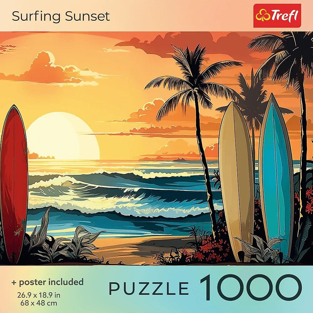 PUZZLE TREFL 1000 COLECTIA SUA APUS DE SOARE PENTRU SURF POSTER INCLUS SuperHeroes ToysZone