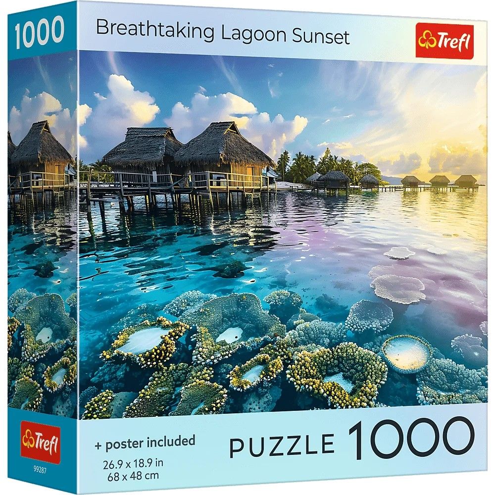 PUZZLE TREFL 1000 COLECTIA SUA APUS DE SOARE ULUITOR PE LAGUNA POSTER INCLUS SuperHeroes ToysZone