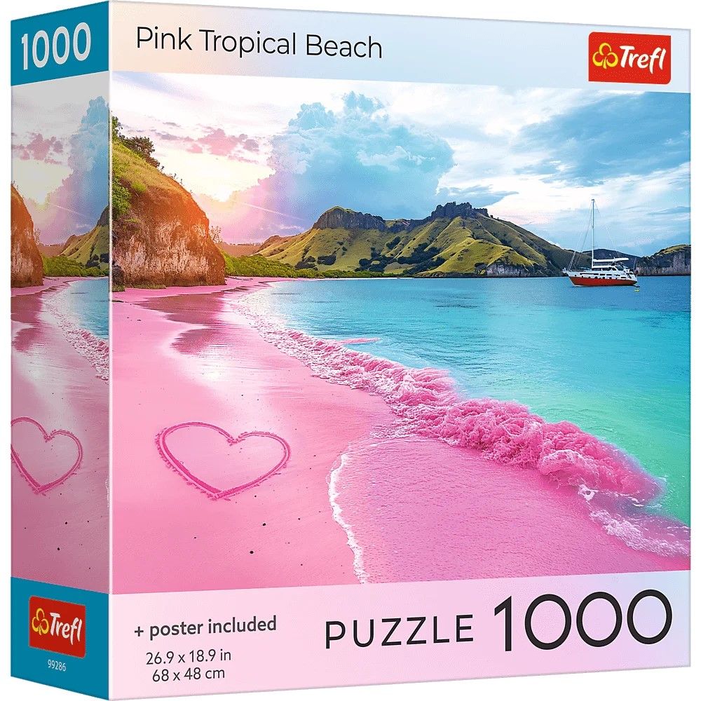 PUZZLE TREFL 1000 COLECTIA SUA PLAJA TROPICALA ROZ POSTER INCLUS SuperHeroes ToysZone