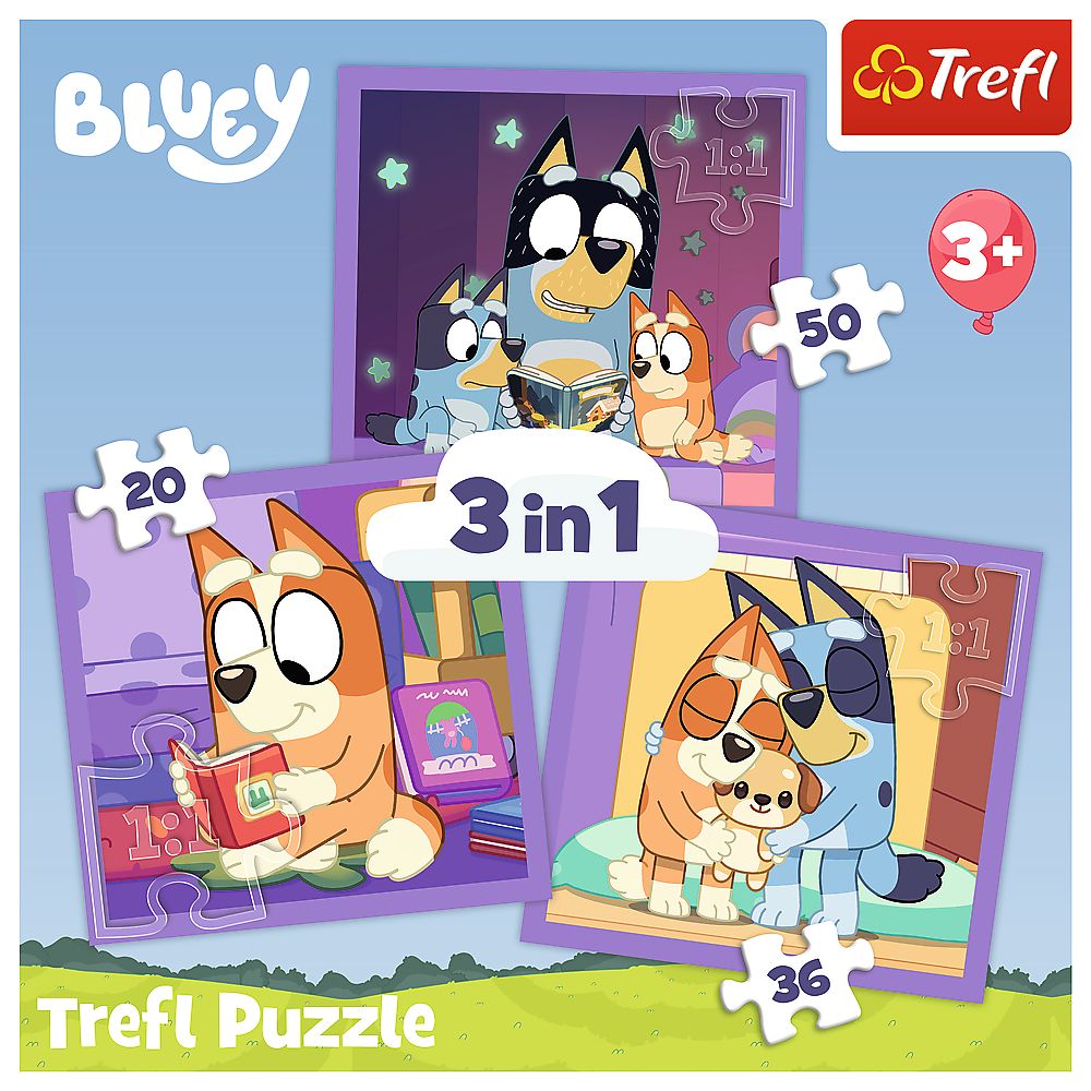 PUZZLE TREFL 3IN1 BLUEY FACETI CUNOSTINTA CU BLUEY SuperHeroes ToysZone