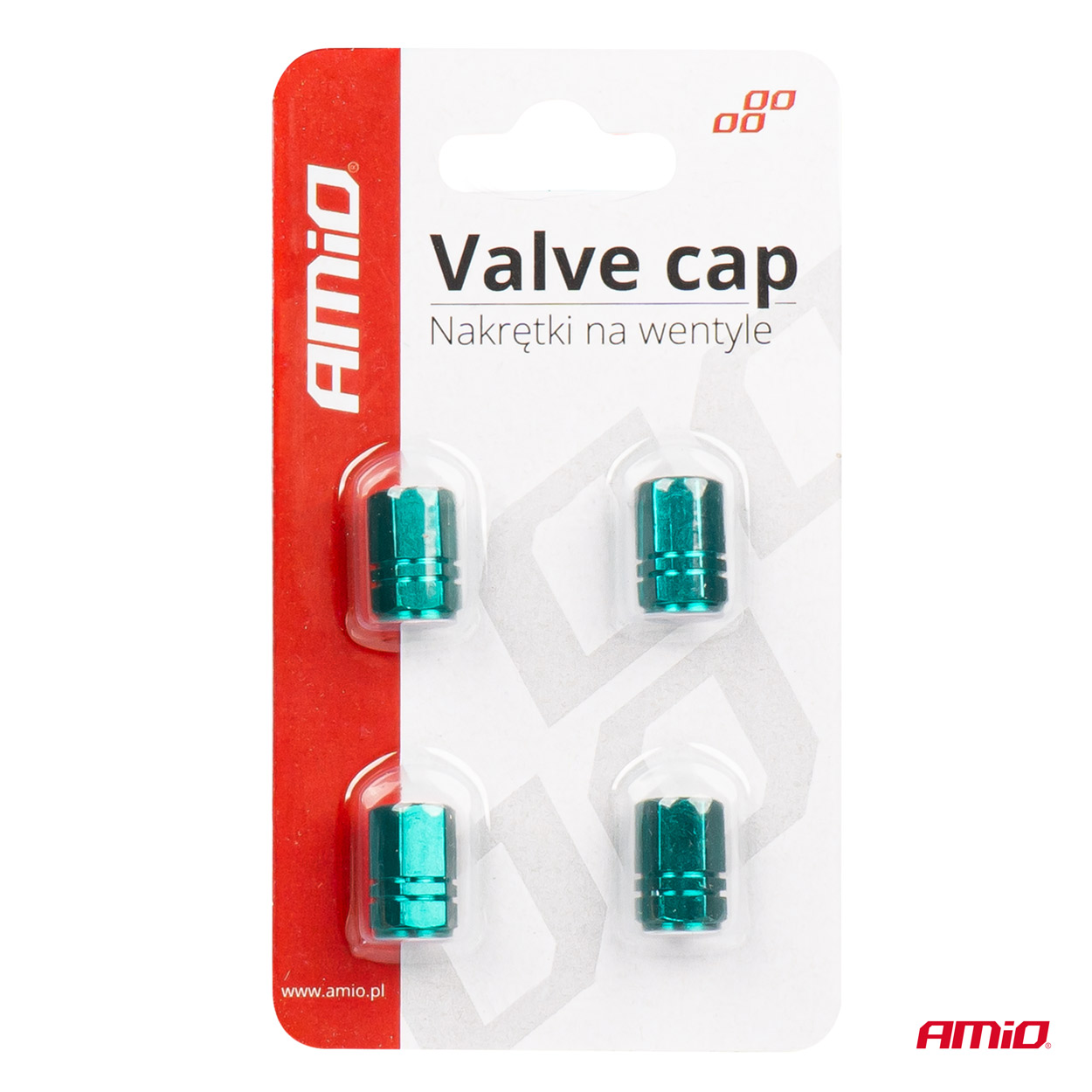 Set 4 capacele auto pentru ventil, din aluminiu, model Hexagon, culoare Verde FAVLine Selection