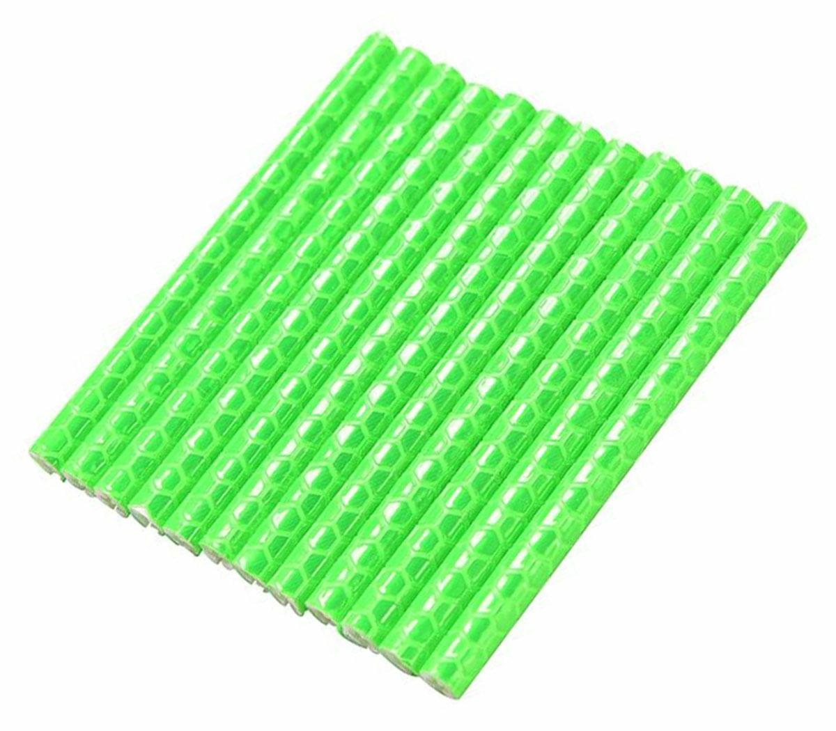 Set 12 ornamente din material reflectorizant pentru spite bicicleta, culoare verde FAVLine Selection