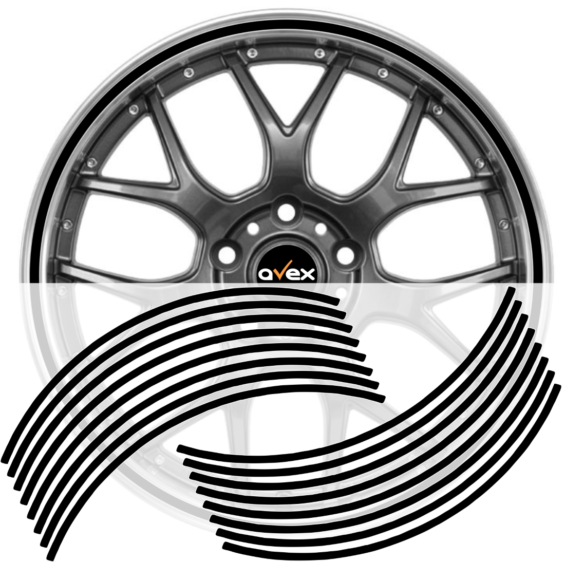 Set 16 inele din autocolant pentru jante culoare Negru Lucios FAVLine Selection